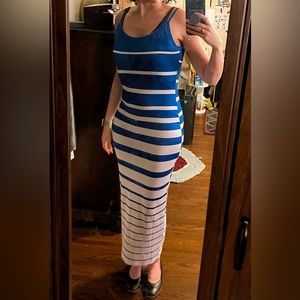 SHEIN curve blue and white maxi dress